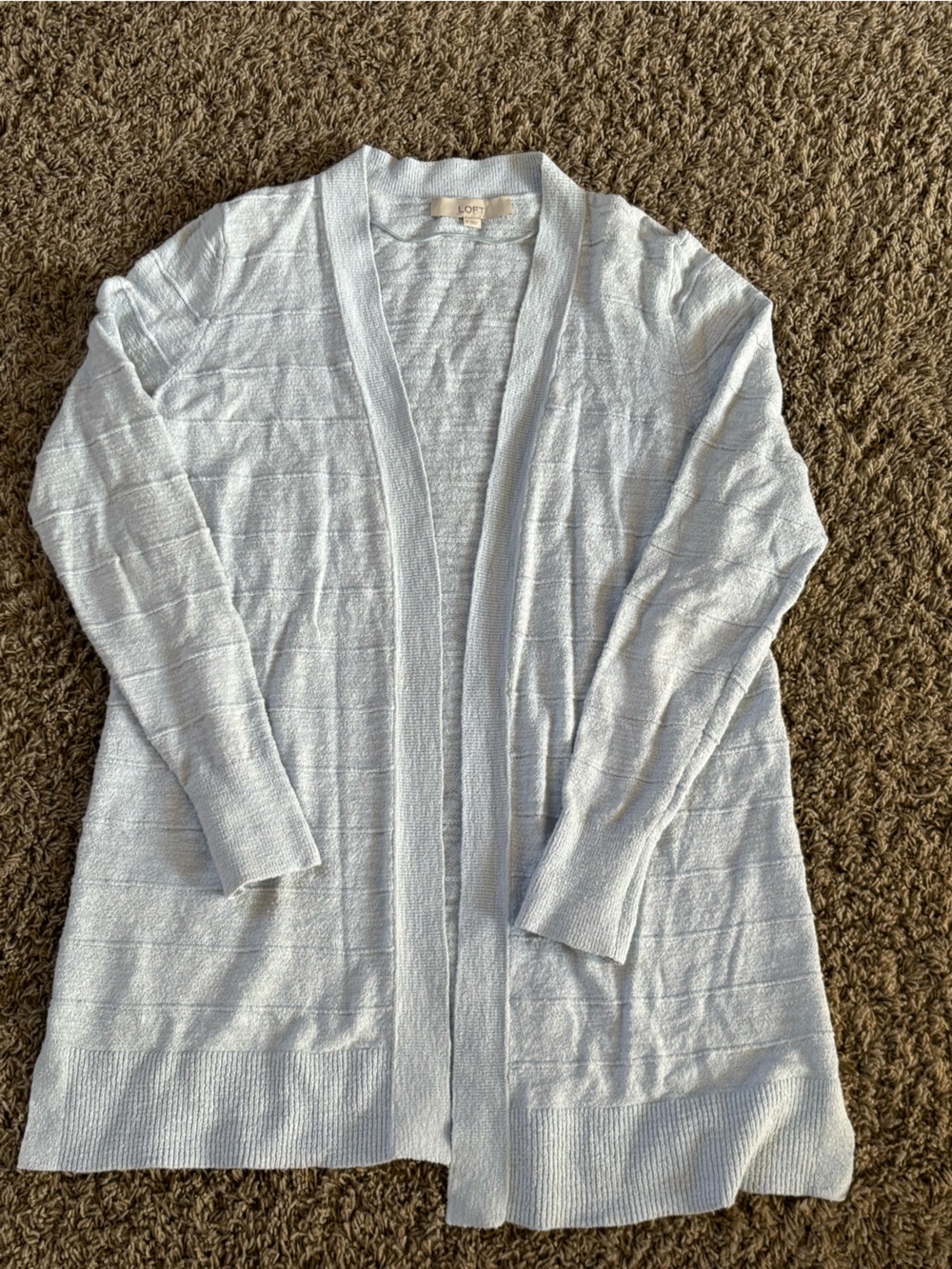 LOFT Pale Blue Open-Front Lightweight Cardigan